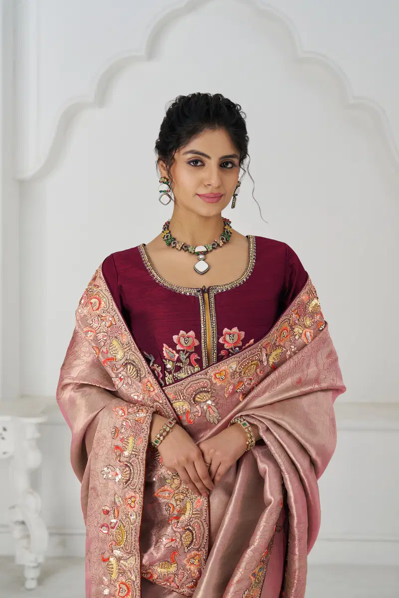 Kf  111 Pink Color Pure Dola Viscouse Silk Saree Online Wholesale